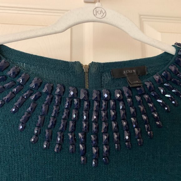 JCrew Forest Green Sweater with beading work - Picture 3 of 4